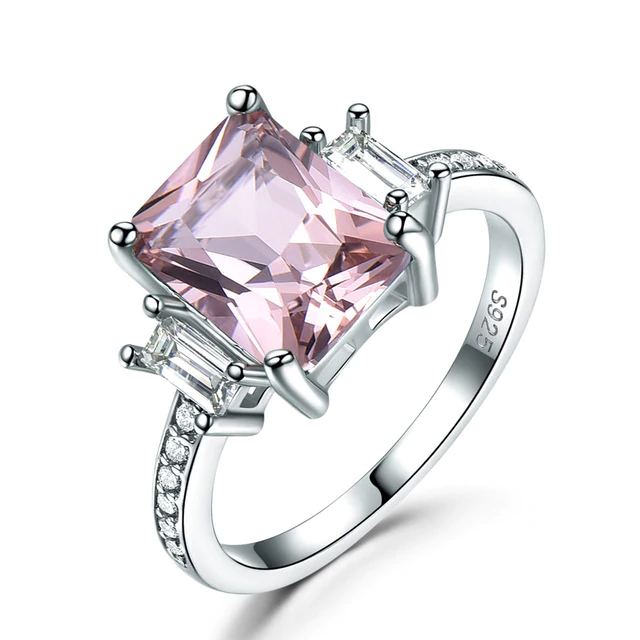 Gorgeous Morganite Sterling Silver Ring - Rings - Pretland | Spiritual Crystals & Jewelry