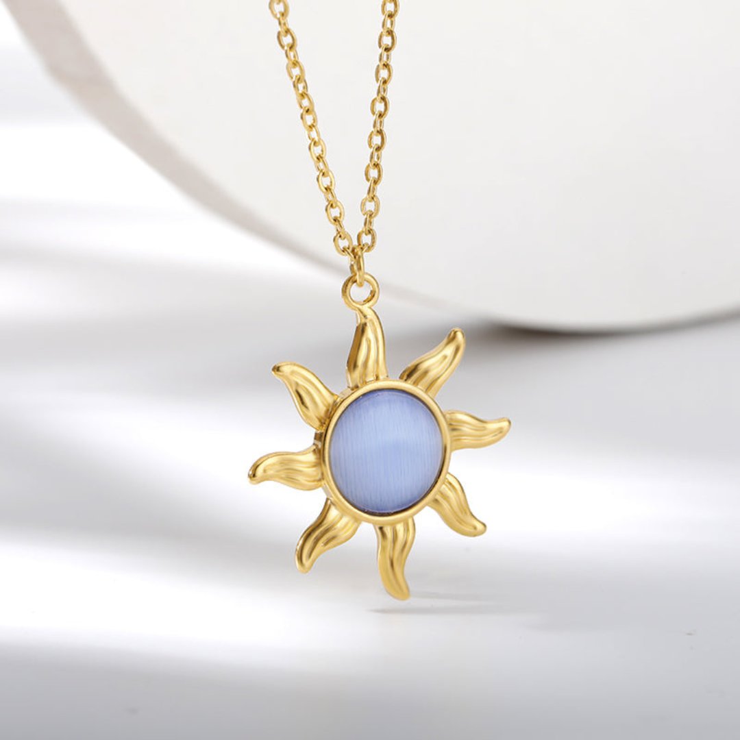 Sun Flower Moonstone & Labradorite Necklace - Necklaces - Pretland | Spiritual Crystals & Jewelry