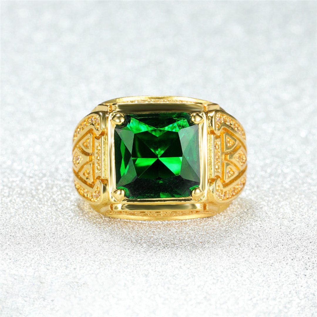 Chic Royal Emerald & Zirconia Ring - Rings - Pretland | Spiritual Crystals & Jewelry