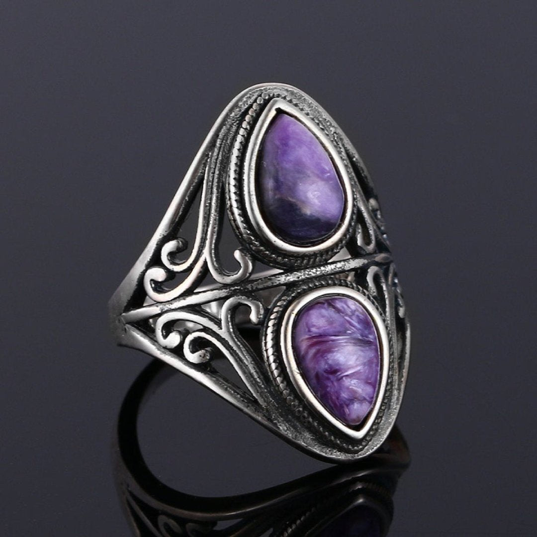 Vintage Natural Stone Silver Rings - Rings - Pretland | Spiritual Crystals & Jewelry