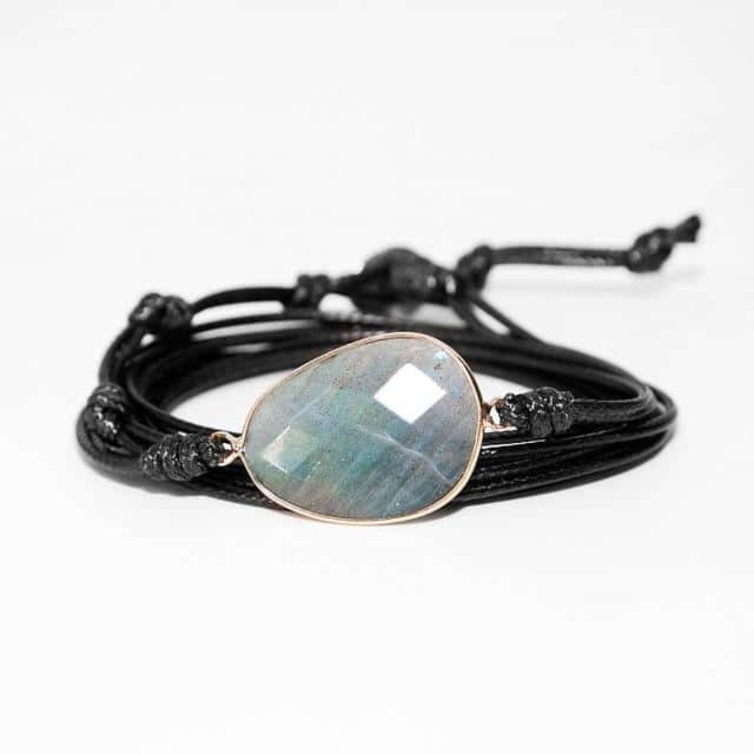 Boho Labradorite Bracelet - Black - Wrap Bracelets - Pretland | Spiritual Crystals & Jewelry