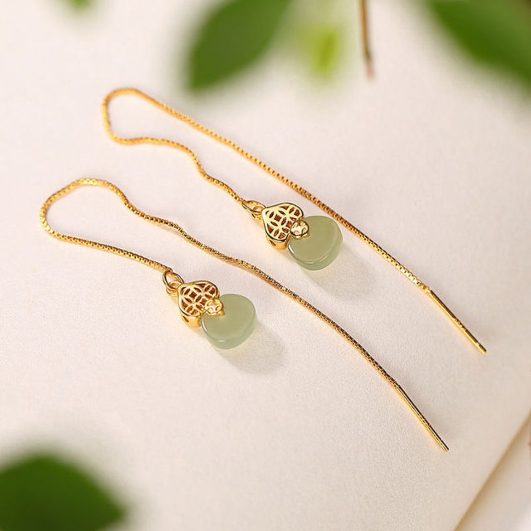 Bohemian Natural Jade Long Earrings - Earrings - Pretland | Spiritual Crystals & Jewelry