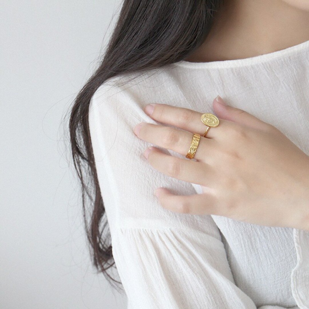Circe 925 Sterling Silver Adjustable Ring - Gold - Rings - Pretland | Spiritual Crystals & Jewelry