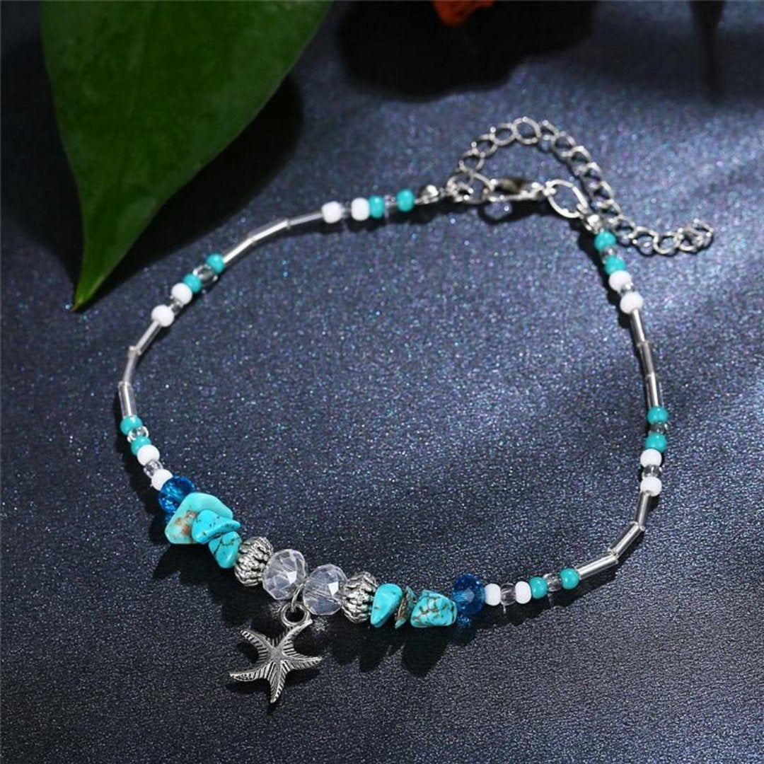 Chic Turquoise Starfish Anklet - Anklets - Pretland | Spiritual Crystals & Jewelry