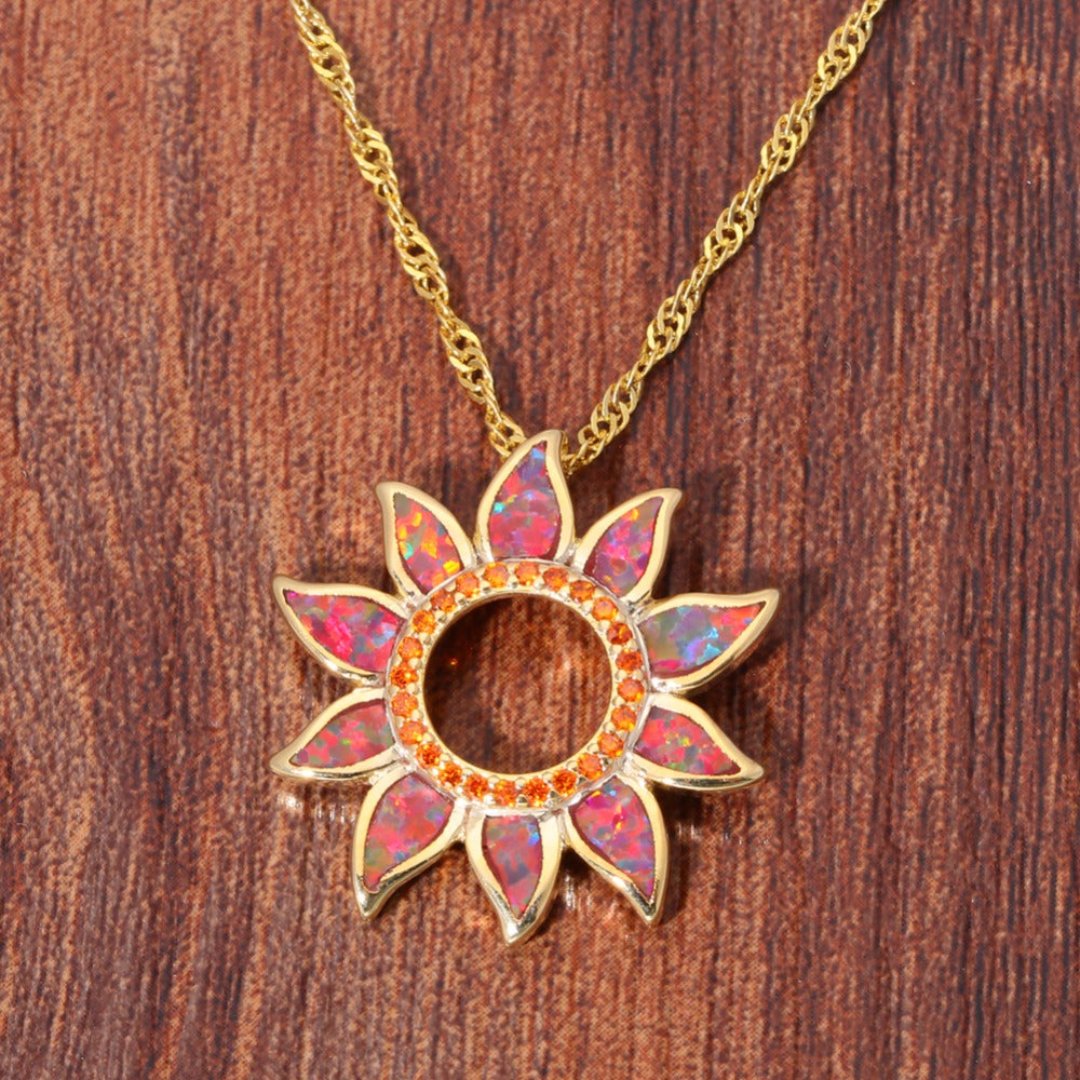 Spiritual Sun Orange Fire Opal Necklace - Necklaces - Pretland | Spiritual Crystals & Jewelry