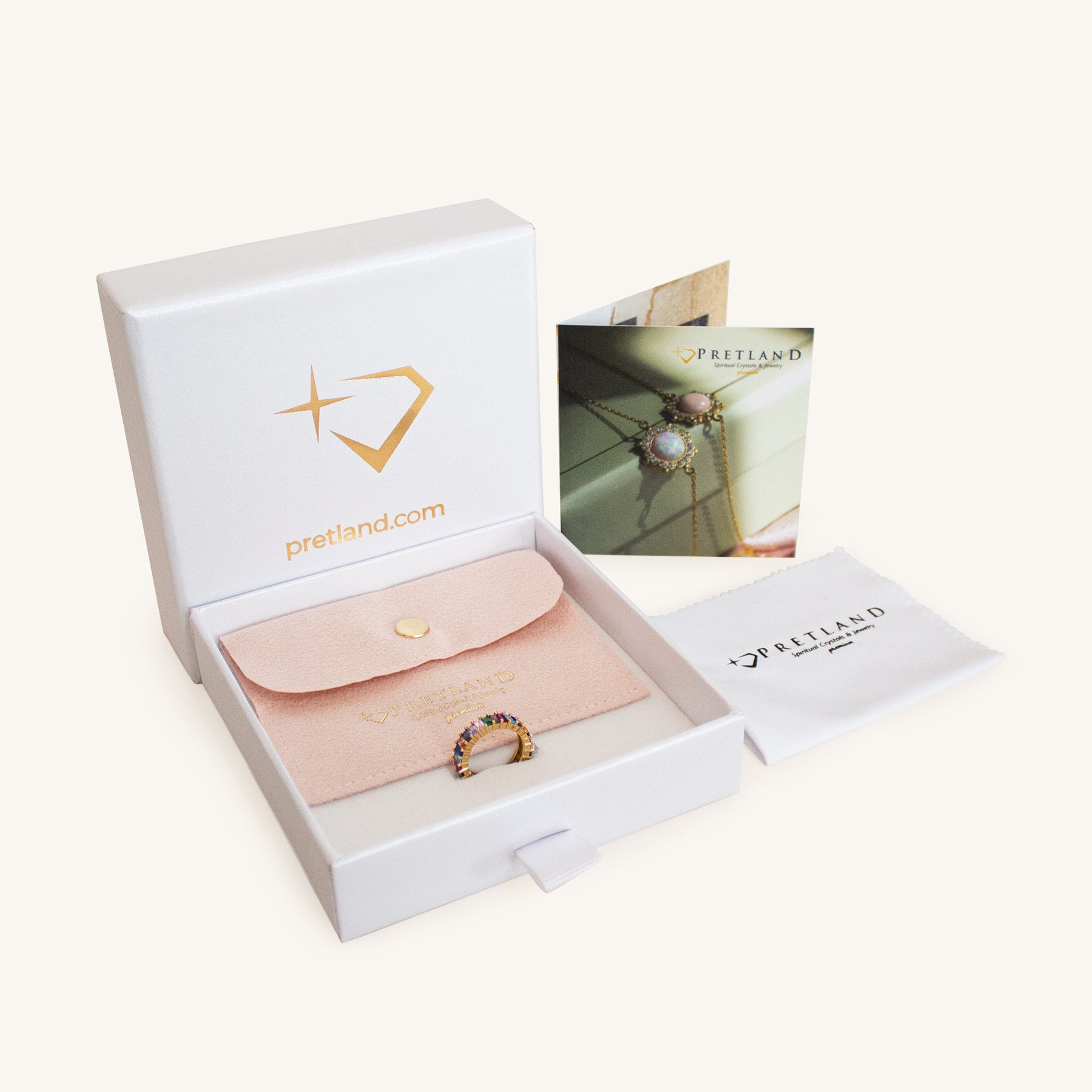 Starlight White Opal 24K Gold Ring - Gold Vermeil Ring - Pretland | Spiritual Crystals & Jewelry