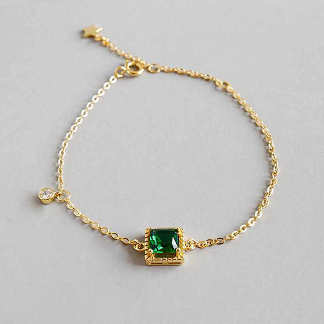 Luxury Emerald Sterling Silver Bracelet - Emerald - Bracelets - Pretland | Spiritual Crystals & Jewelry