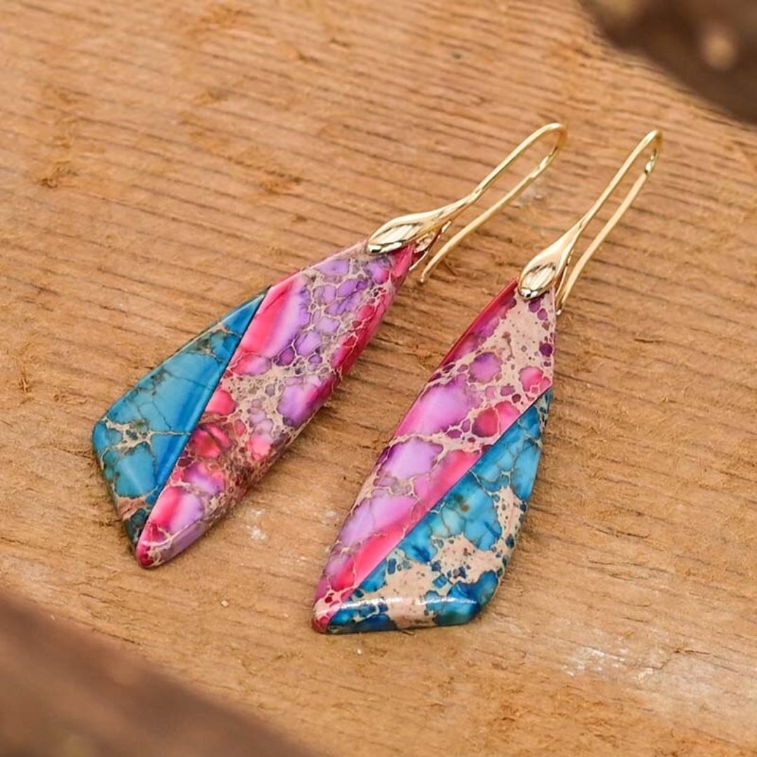 Bluebell Emperor Stone Earrings - Drop Earrings - Pretland | Spiritual Crystals & Jewelry