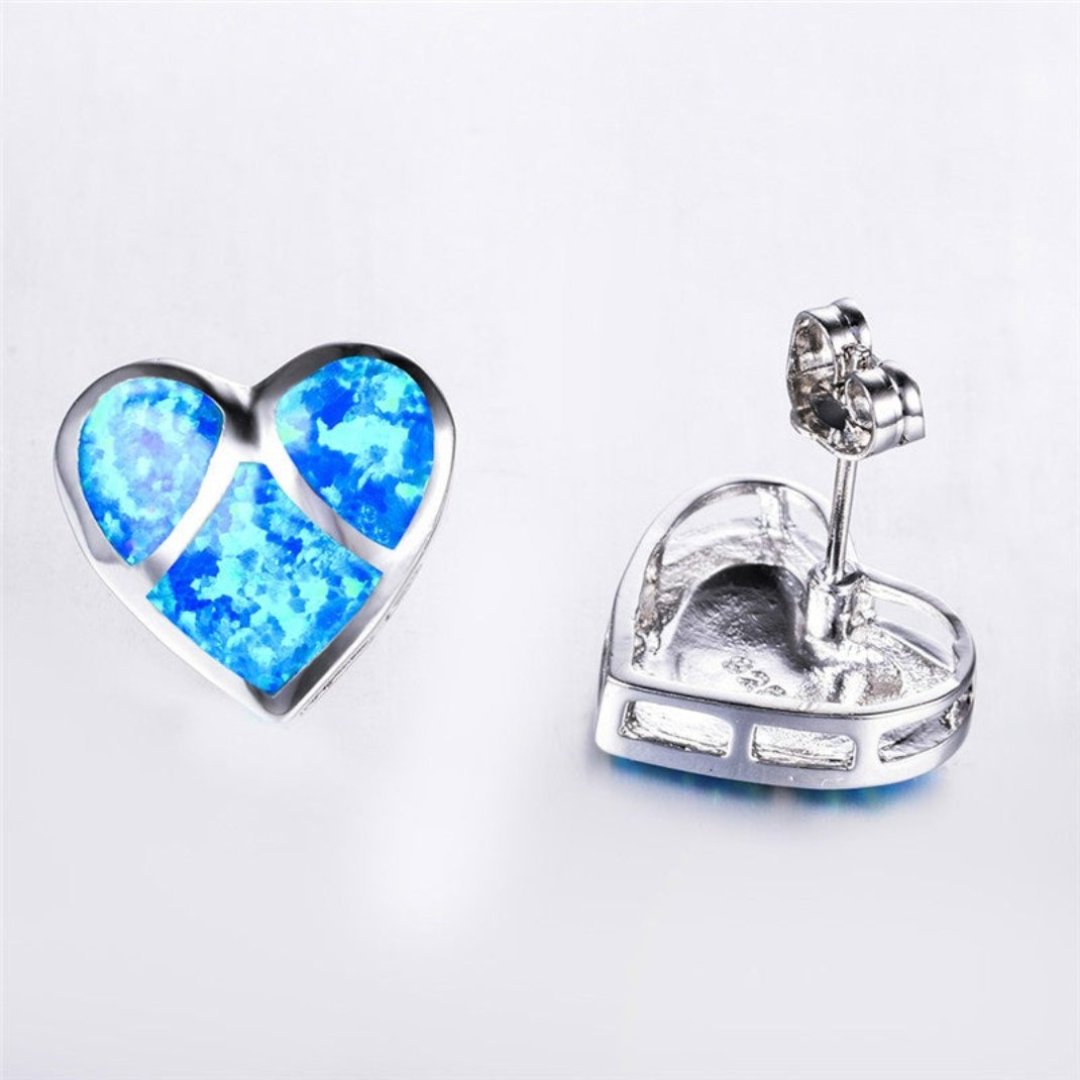 Spiritual Heart Shaped Fire Opal Earrings - Earrings - Pretland | Spiritual Crystals & Jewelry