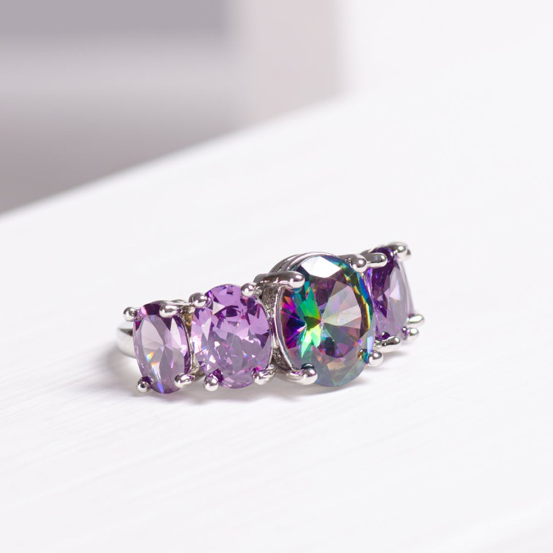 Amethyst & Topaz Silver Ring - Rings - Pretland | Spiritual Crystals & Jewelry