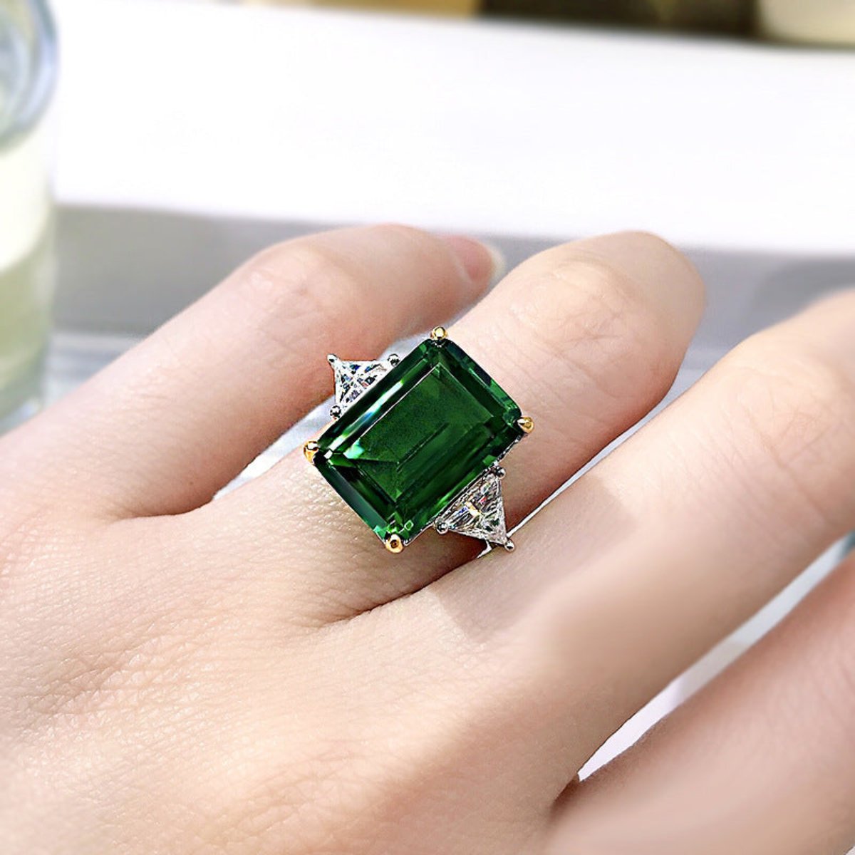 Luxury Emerald Sterling Silver Ring - Rings - Pretland | Spiritual Crystals & Jewelry