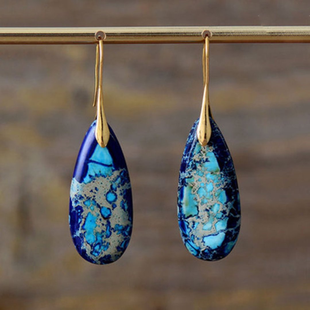 Natural Blue Sea Drop Earrings - Earrings - Pretland | Spiritual Crystals & Jewelry