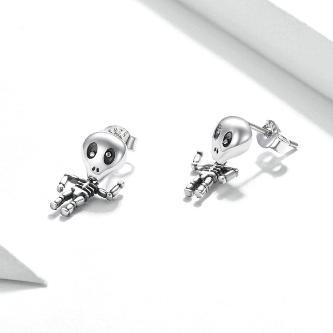 Crazy Skull 925 Sterling Silver Earrings - Stud Earrings - Pretland | Spiritual Crystals & Jewelry