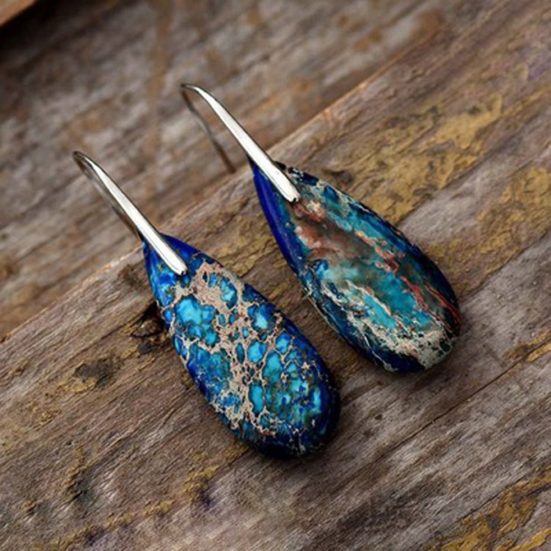 Natural Blue Sea Drop Earrings - Earrings - Pretland | Spiritual Crystals & Jewelry