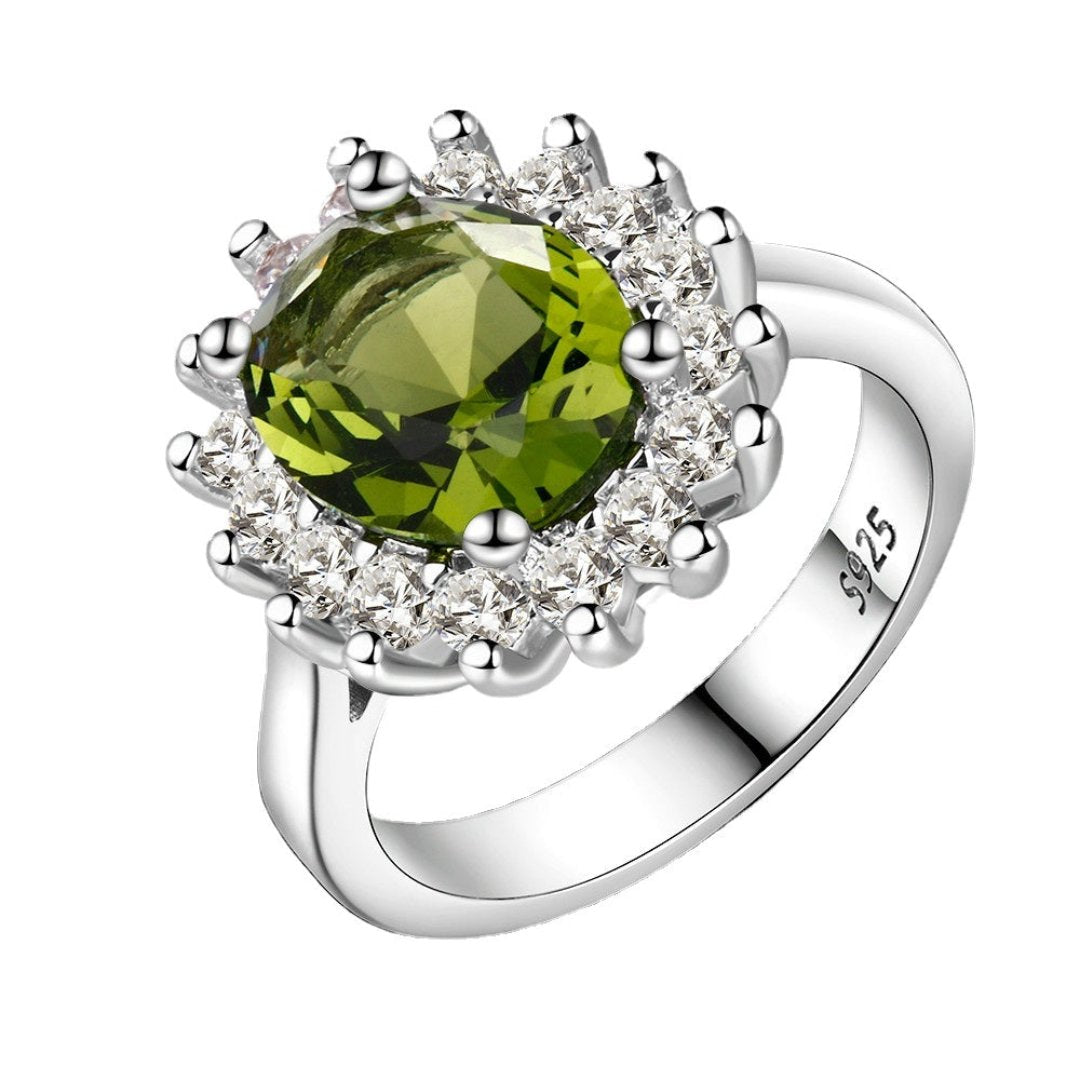 Flower Peridotite Sterling Silver Ring - 6 / Olive - Rings - Pretland | Spiritual Crystals & Jewelry