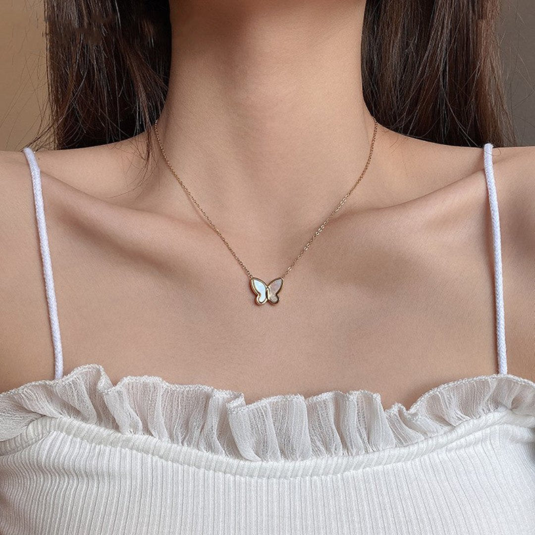Pretty Butterfly Sea Shell Necklace - Necklaces - Pretland | Spiritual Crystals & Jewelry