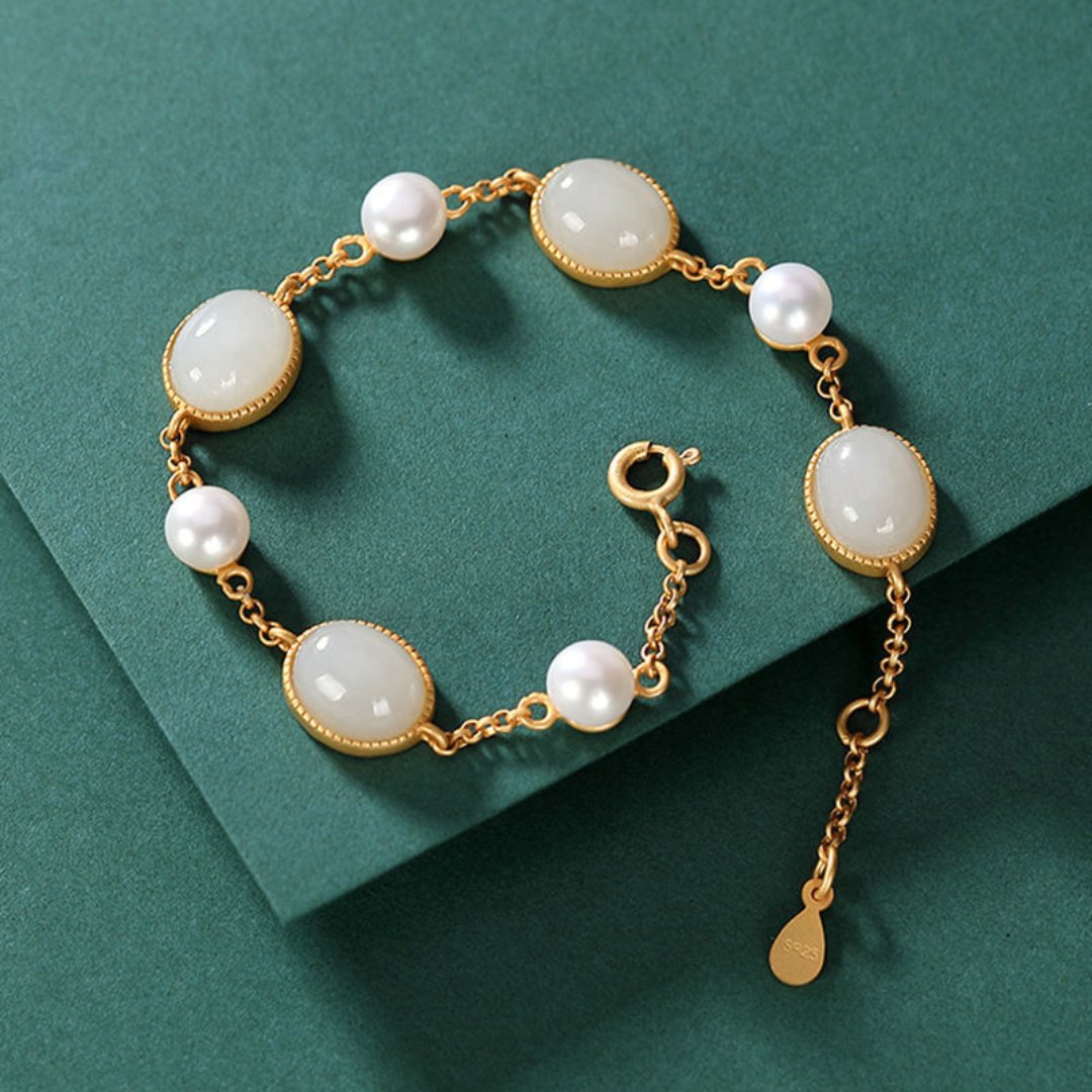 Enchanting Tourmaline & Chalcedony Pearl Bracelet - Bracelets - Pretland | Spiritual Crystals & Jewelry