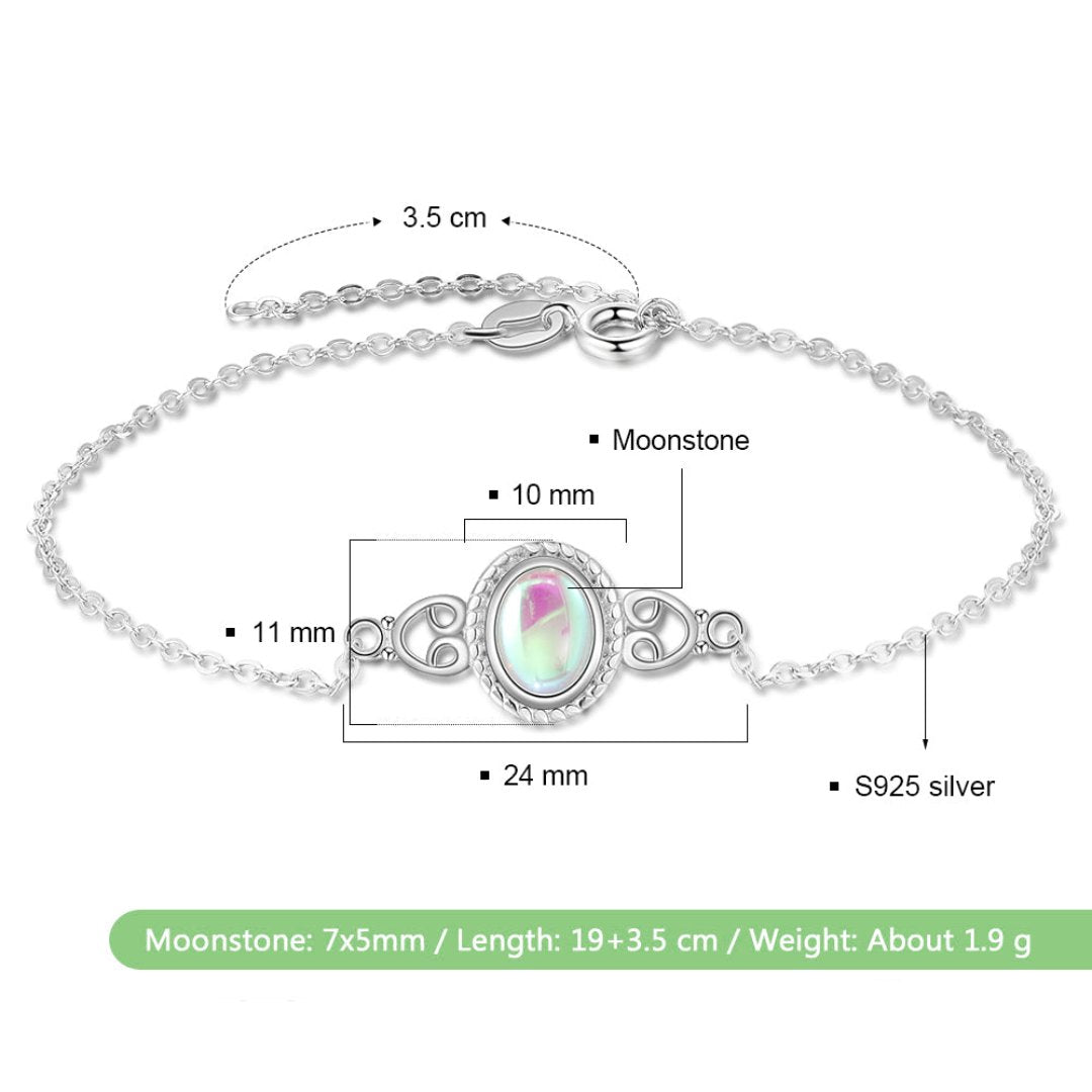 Lucky Rainbow Moonstone Sterling Silver Bracelet - Bracelets - Pretland | Spiritual Crystals & Jewelry