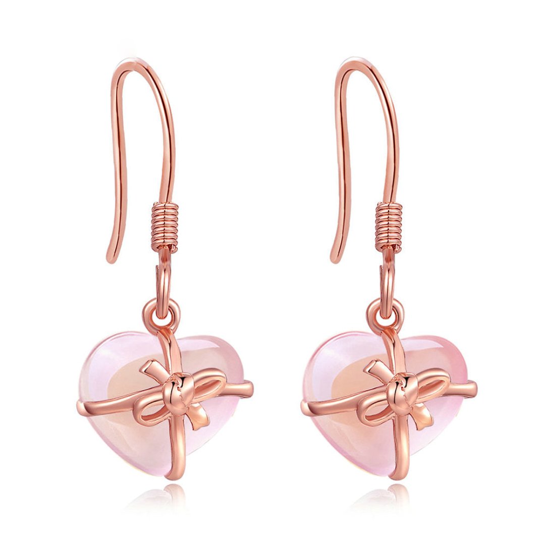 Romantic Rose Quartz 18K Gold Plated Earrings - Earrings - Pretland | Spiritual Crystals & Jewelry