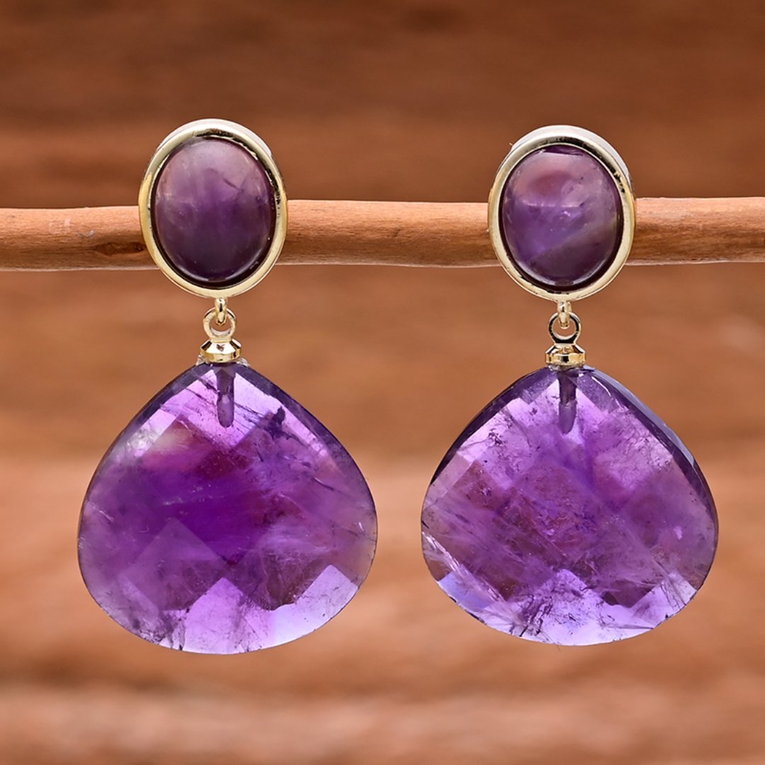 Spiritual Ethnic Amethyst Earrings - Earrings - Pretland | Spiritual Crystals & Jewelry