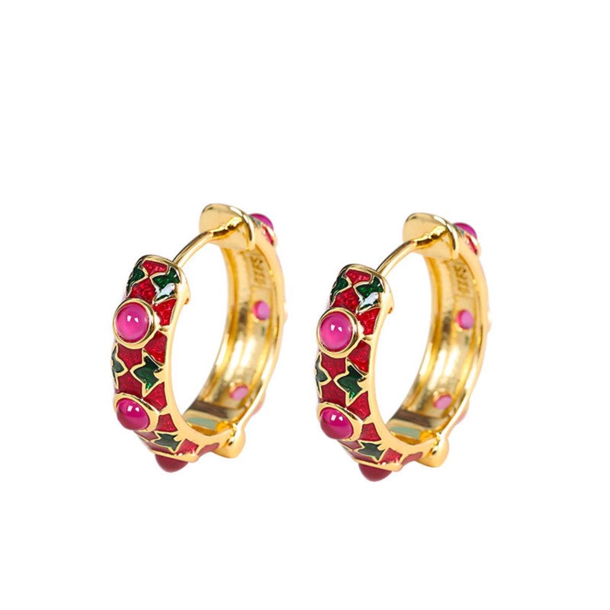 Elegant Red Corundum Gold Plated Earrings - Earrings - Pretland | Spiritual Crystals & Jewelry