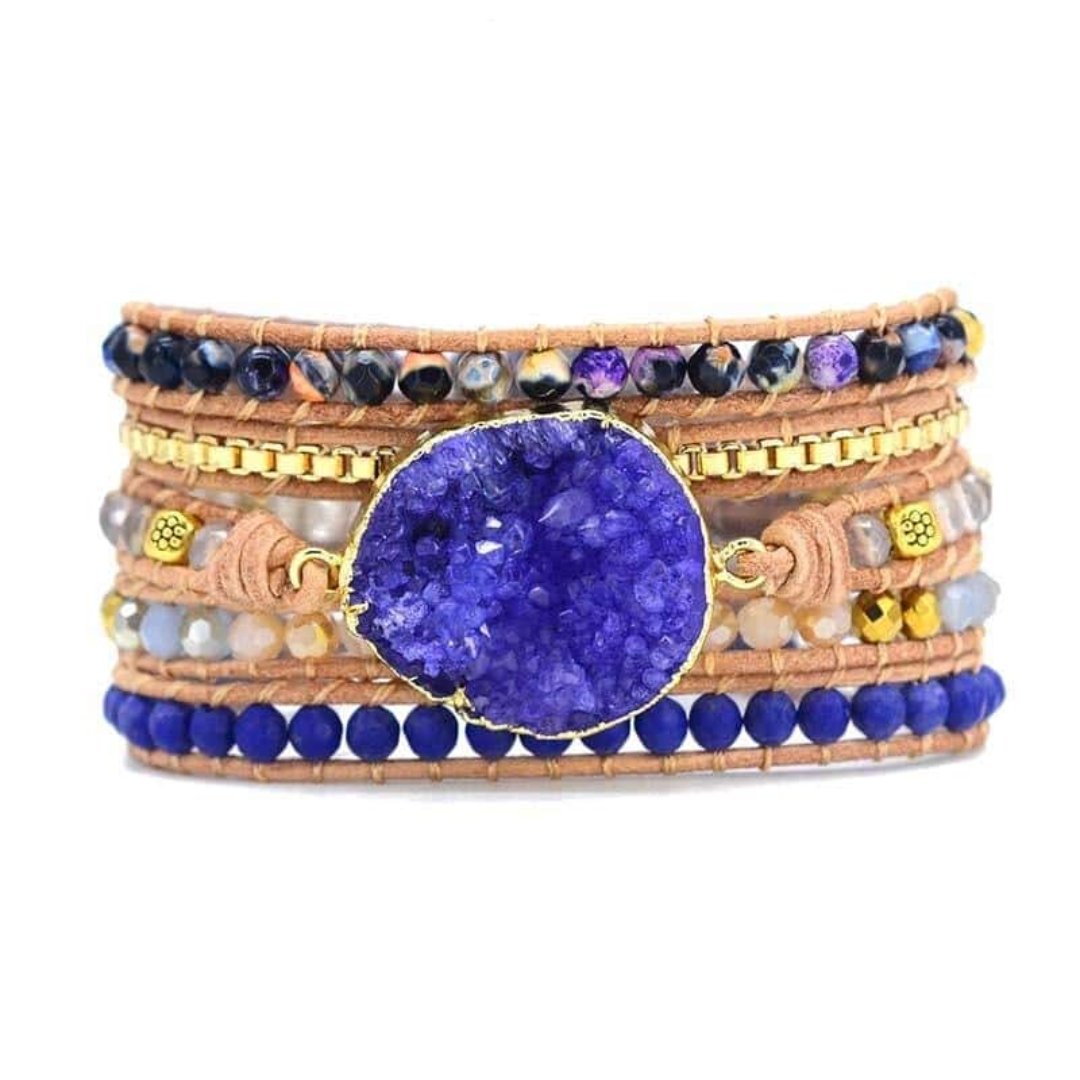 Calming Purple Druzy Bracelet - Wrap Bracelets - Pretland | Spiritual Crystals & Jewelry