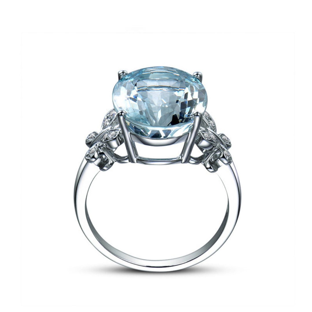 Vintage Butterfly Aquamarine Sterling Silver Ring - Rings - Pretland | Spiritual Crystals & Jewelry