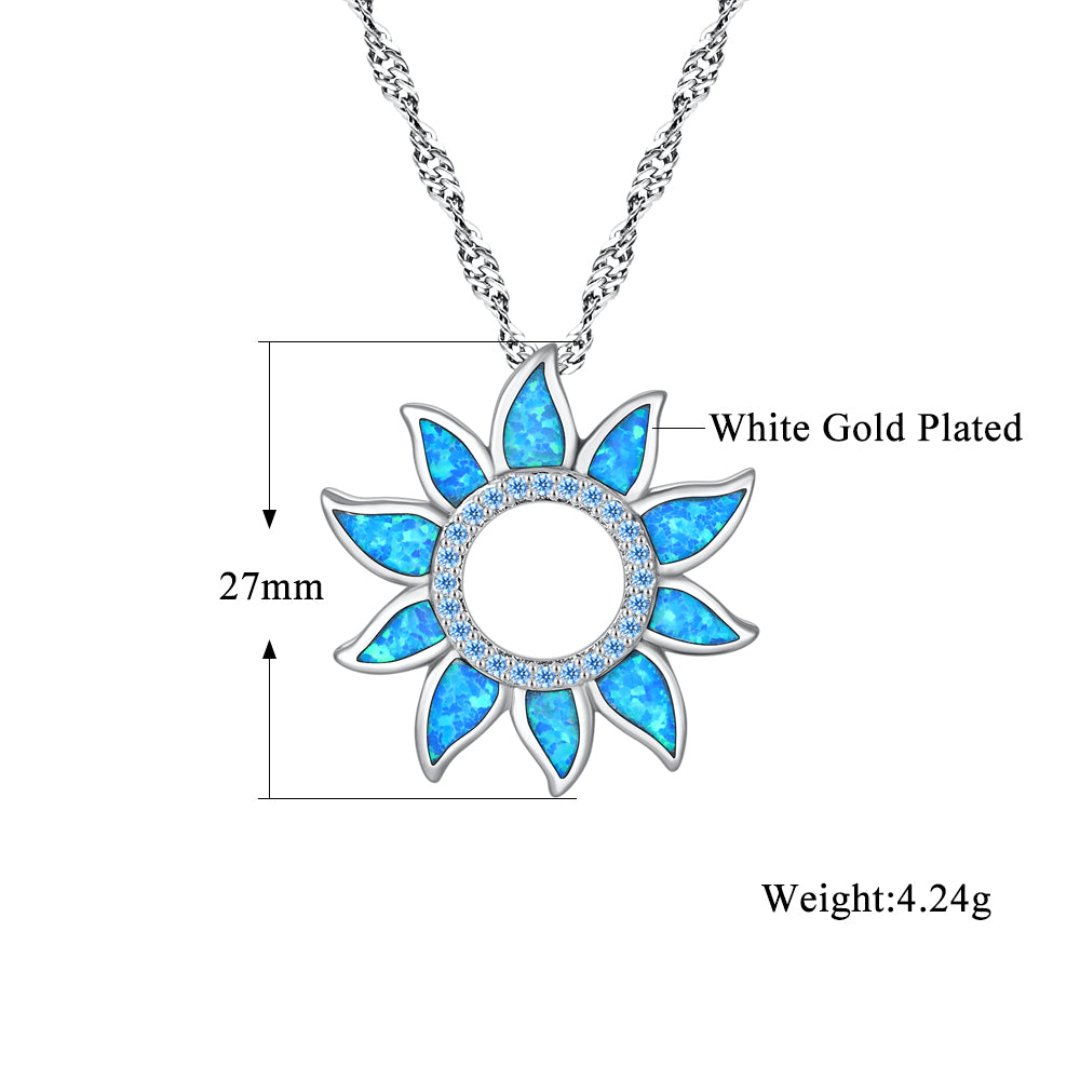 Spiritual Sun Blue Fire Opal Pendant - Necklaces - Pretland | Spiritual Crystals & Jewelry