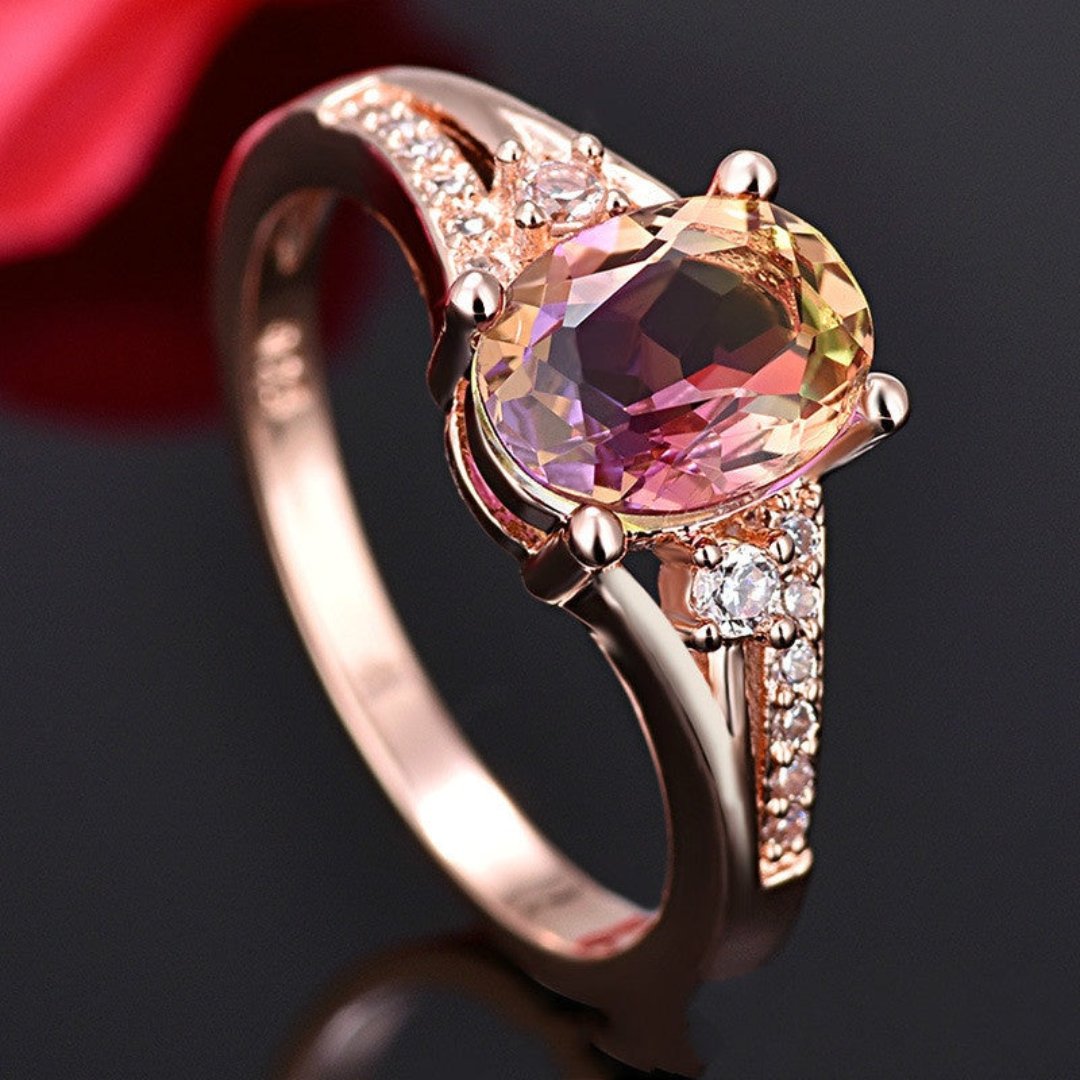 Elegant Color Zirconia Rose Gold Ring - Rings - Pretland | Spiritual Crystals & Jewelry