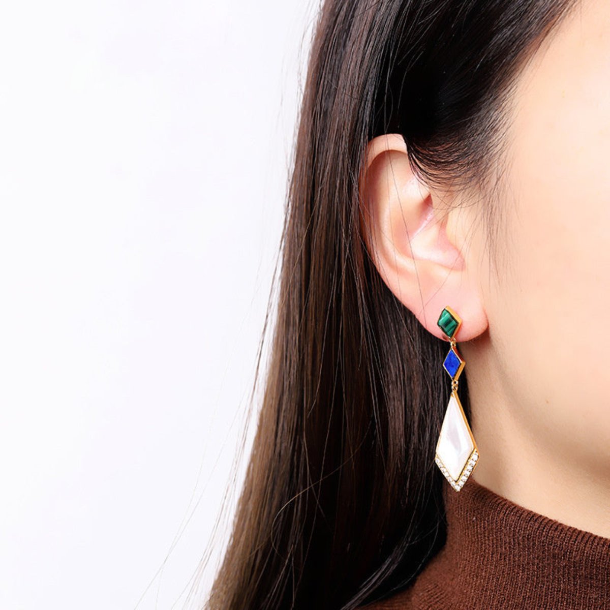 Enchanting Malachite Lapis Lazuli S925 Silver Earrings - Earrings - Pretland | Spiritual Crystals & Jewelry