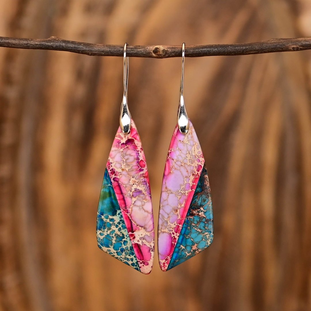 Bluebell Emperor Stone Earrings - Drop Earrings - Pretland | Spiritual Crystals & Jewelry