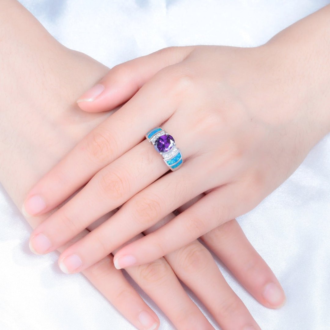 Chic Amethyst & Blue Opal Silver Bundle - Bundles - Pretland | Spiritual Crystals & Jewelry