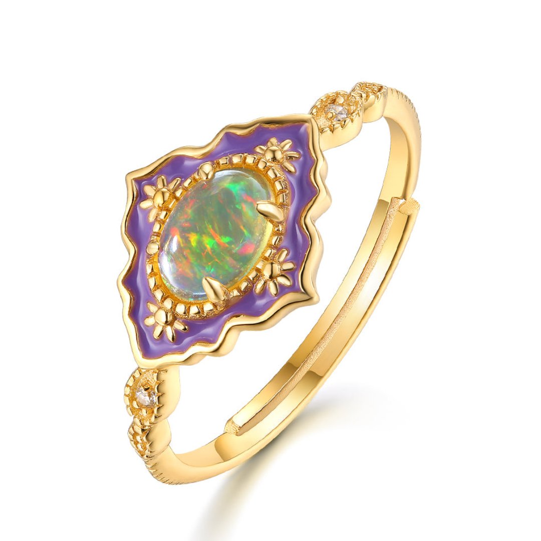 Vintage Opal 925 Silver Adjustable Ring - Rings - Pretland | Spiritual Crystals & Jewelry