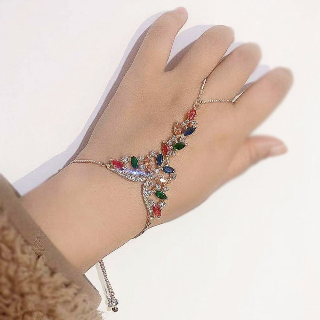 Luxury Indian Style Colorful Zirconia Gold Plated Bracelet - Bracelets - Pretland | Spiritual Crystals & Jewelry
