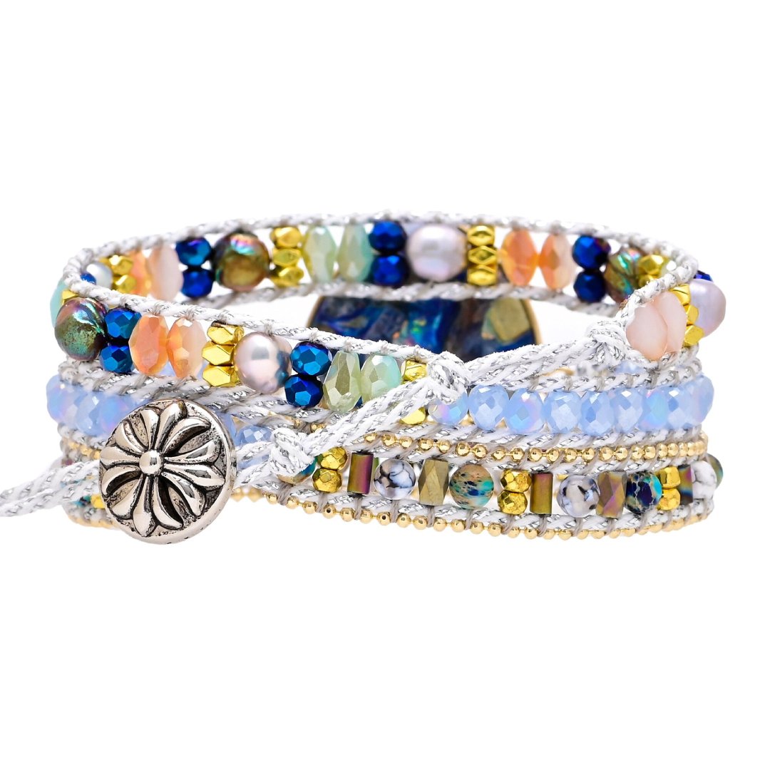 Heart Shape Blue Calcite Wrap Bracelet - Bracelets - Pretland | Spiritual Crystals & Jewelry