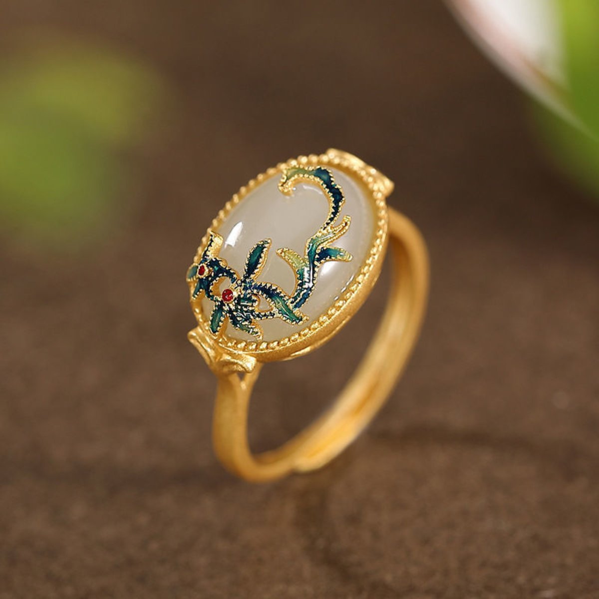 Elegant Gold Hetian Jade Adjustable Ring - Rings - Pretland | Spiritual Crystals & Jewelry