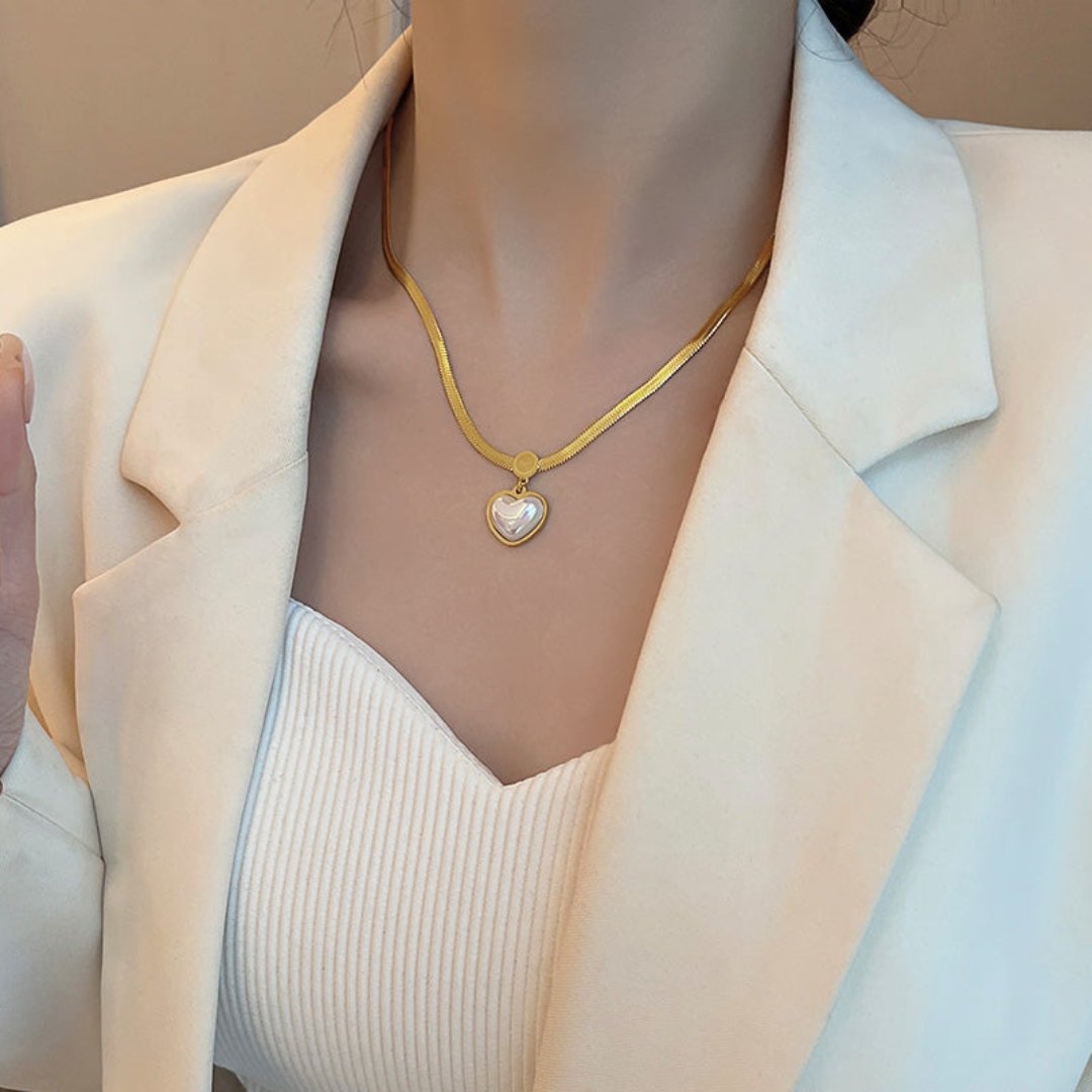 Chic Heart Pearl Gold Color Necklace - Necklaces - Pretland | Spiritual Crystals & Jewelry
