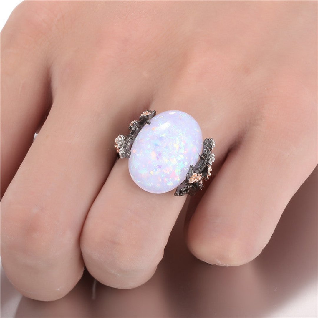 Vintage Plum Blossom Tree Flower Opal Ring - Rings - Pretland | Spiritual Crystals & Jewelry