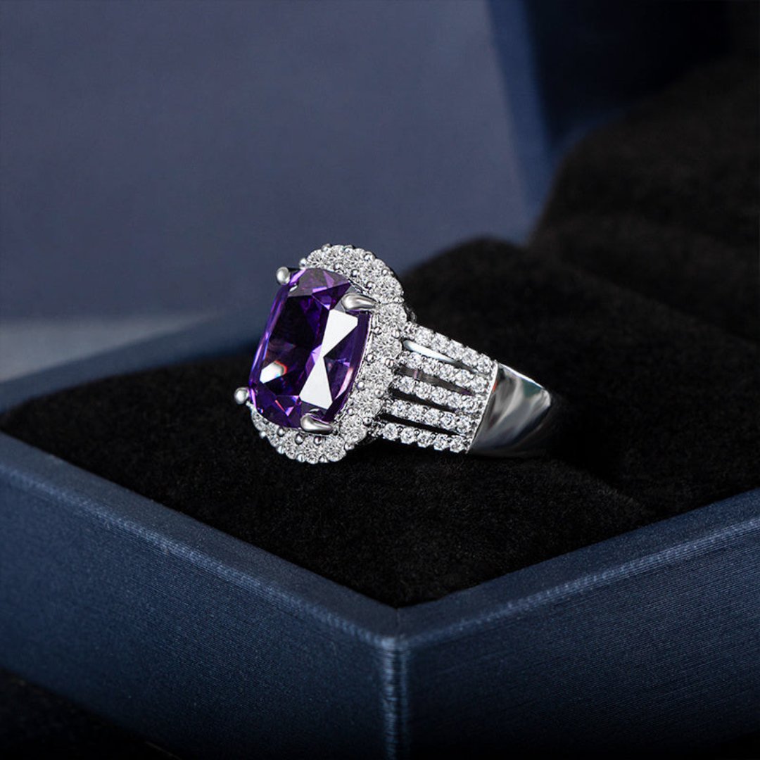 Shining Amethyst Sterling Silver Adjustable Ring - Rings - Pretland | Spiritual Crystals & Jewelry