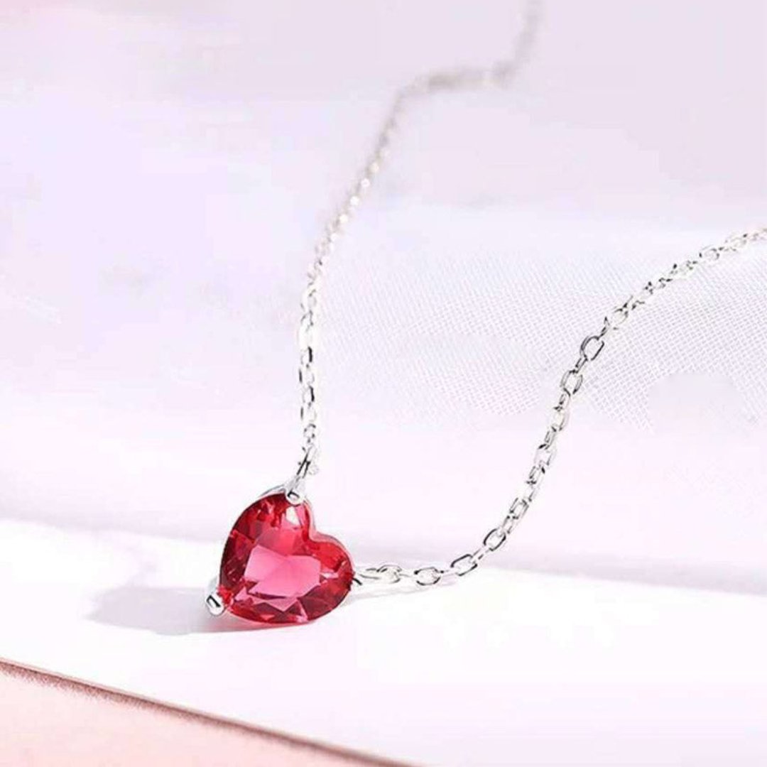 Heart Shape Garnet 925 Sterling Silver Necklace - Necklaces - Pretland | Spiritual Crystals & Jewelry