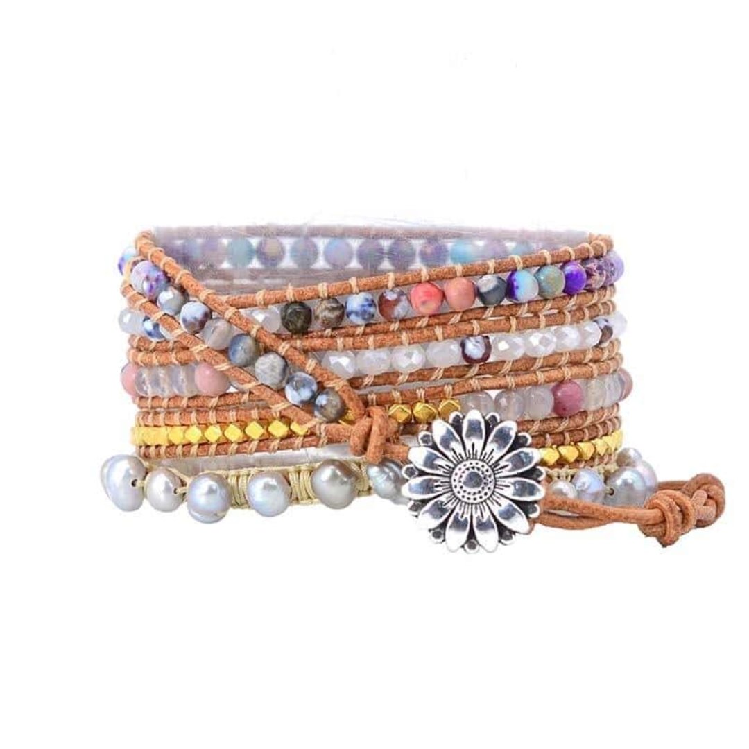 Cloudy Purple Jasper Wrap Bracelet - Wrap Bracelets - Pretland | Spiritual Crystals & Jewelry