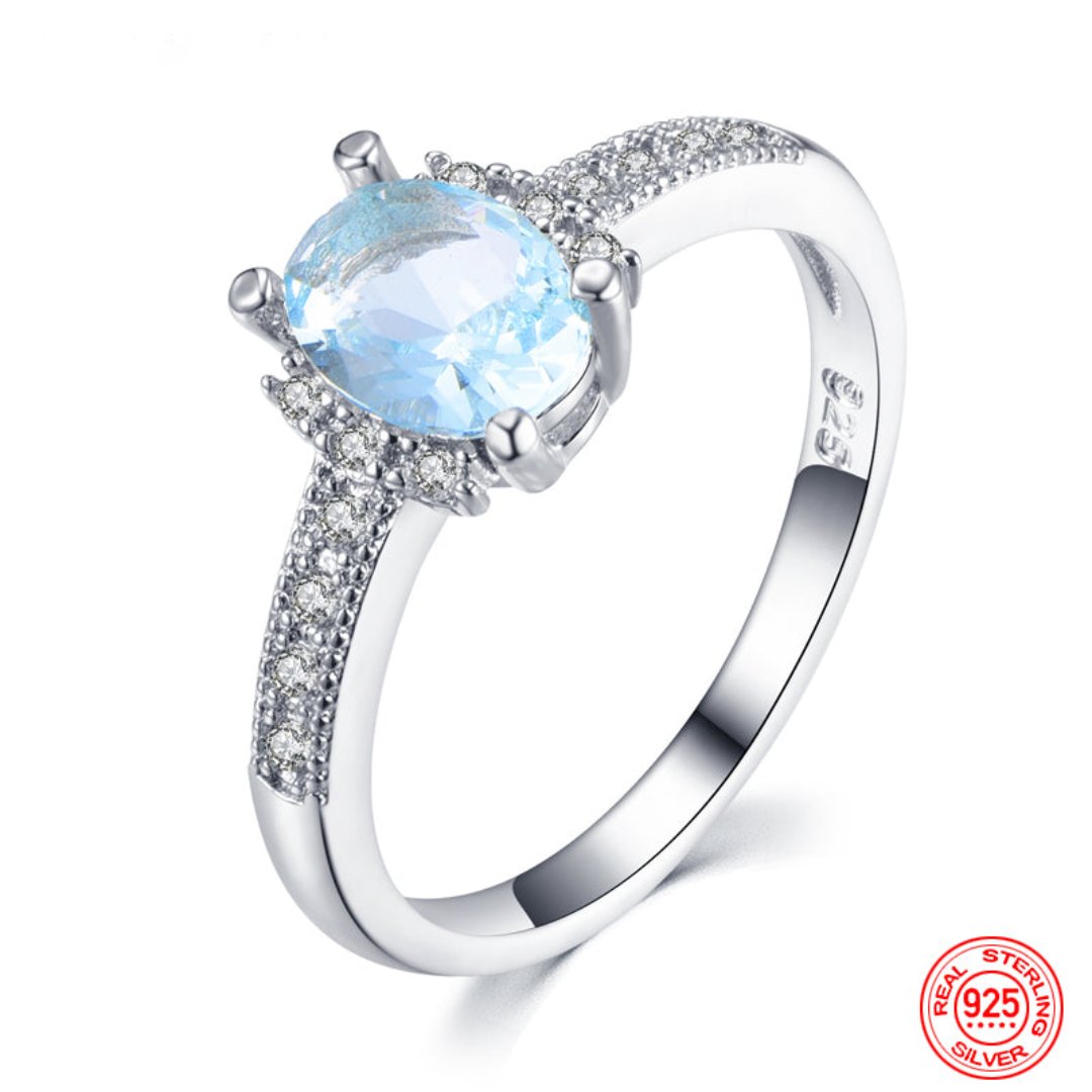 Shining Aquamarine 925 Sterling Silver Ring - Rings - Pretland | Spiritual Crystals & Jewelry