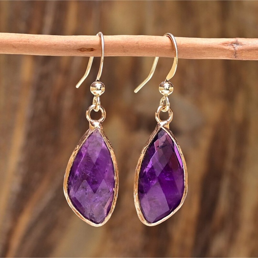 Bohemian Style Amethyst Earrings - Earrings - Pretland | Spiritual Crystals & Jewelry