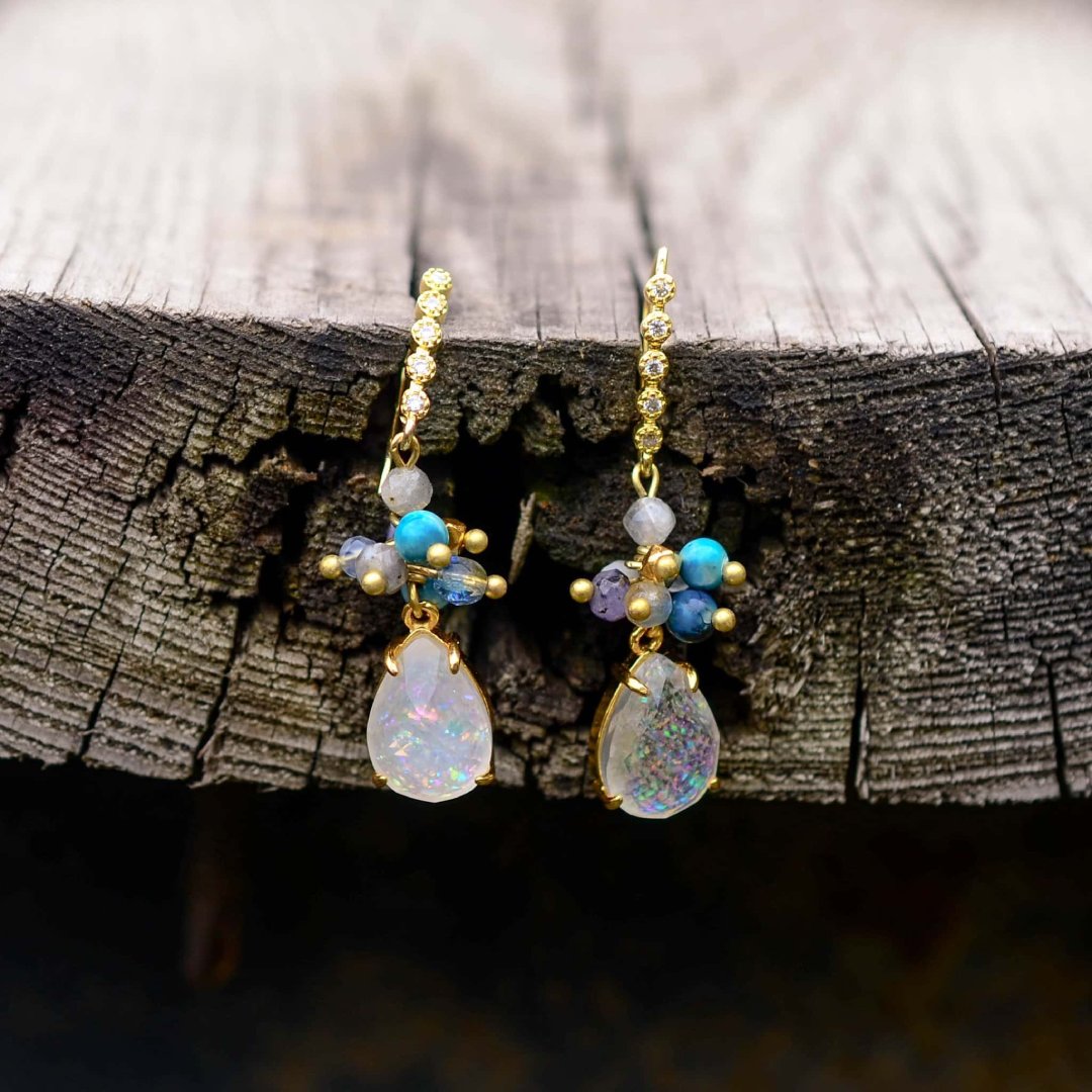 April Rain Opal Earrings - Earrings - Pretland | Spiritual Crystals & Jewelry