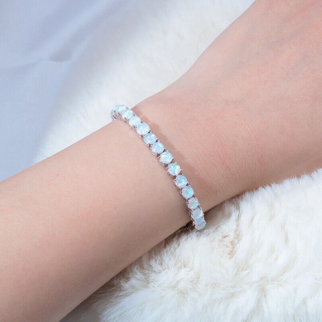 Spiritual White Opal Silver Bracelet - Bracelets - Pretland | Spiritual Crystals & Jewelry