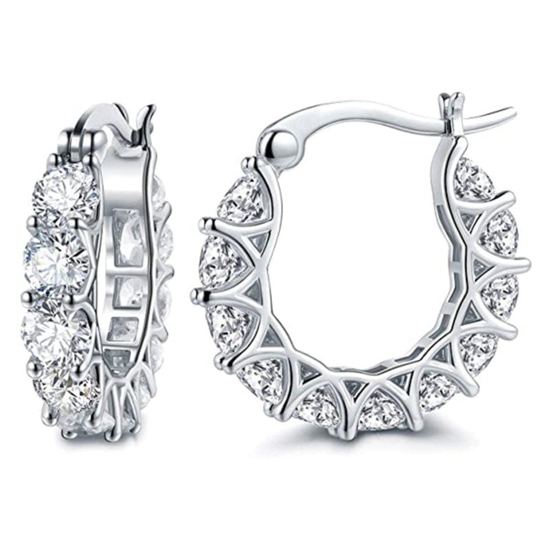 Stylish Cubic Zirconia Hoop Earrings - Earrings - Pretland | Spiritual Crystals & Jewelry