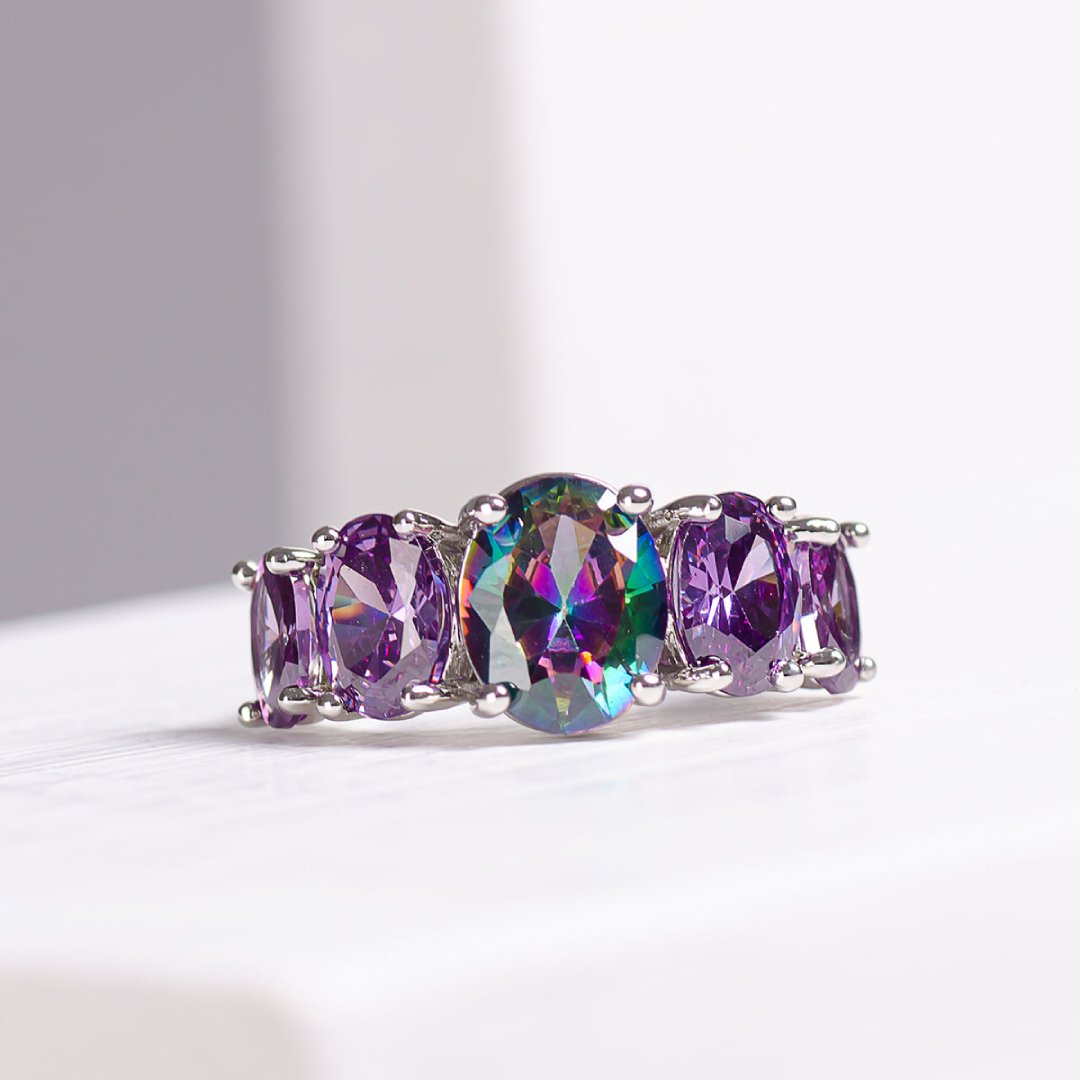 Amethyst & Topaz Silver Ring - Rings - Pretland | Spiritual Crystals & Jewelry