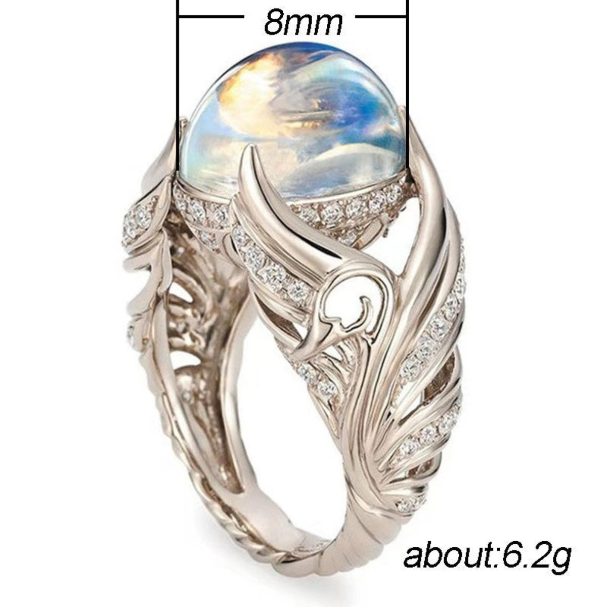 Vintage Moonstone Big Circular Cut Silver Ring - Rings - Pretland | Spiritual Crystals & Jewelry