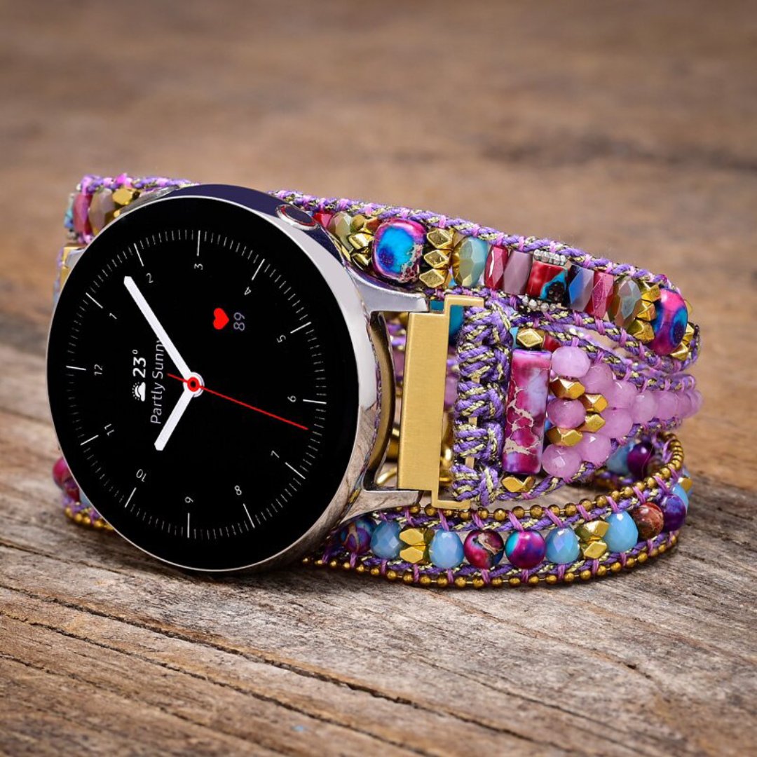 Trendy Purple Jasper Samsung Watch Strap - Samsung Watch Straps - Pretland | Spiritual Crystals & Jewelry