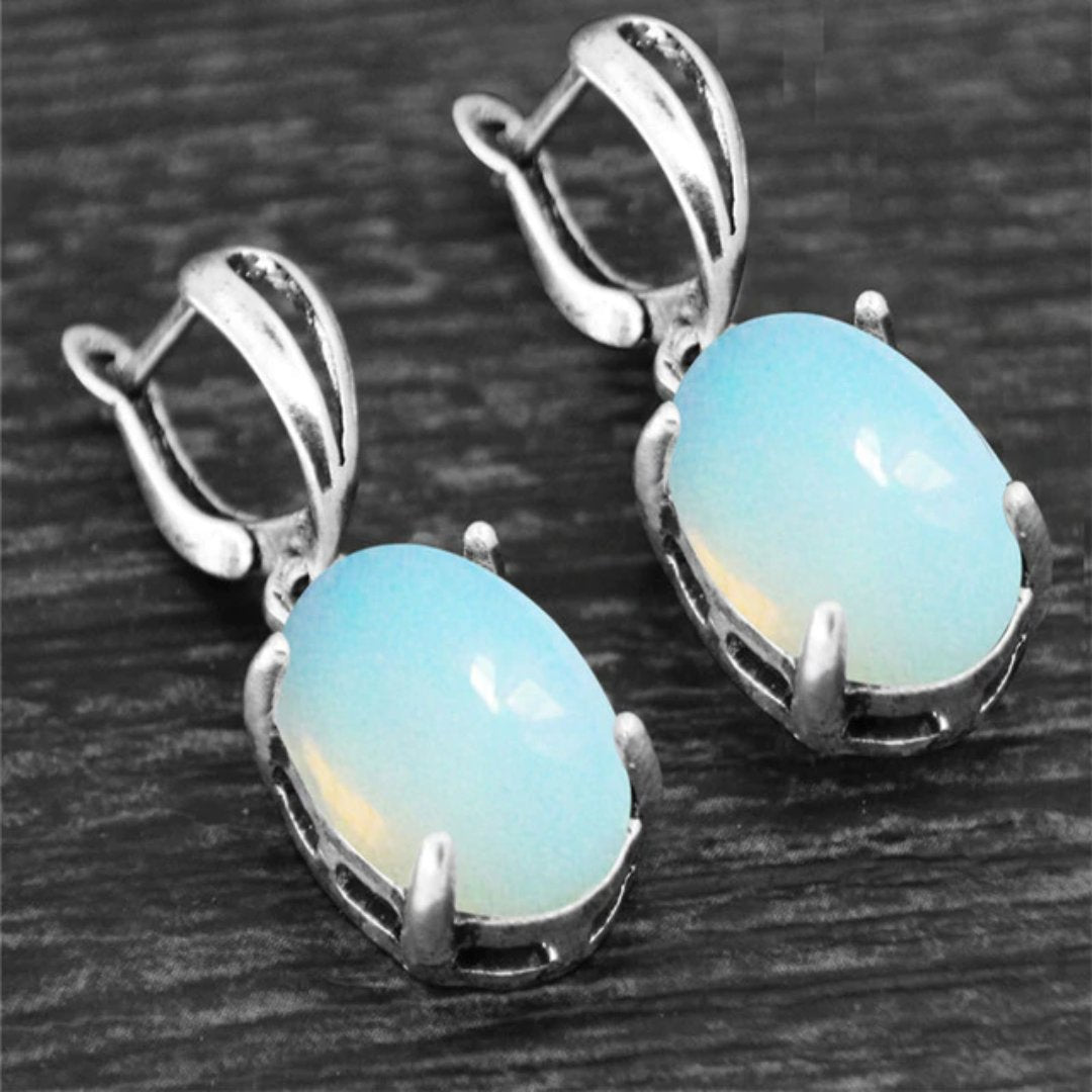 Spiritual Crystal Silver Plated Earrings - Synthetic Opal - Earrings - Pretland | Spiritual Crystals & Jewelry